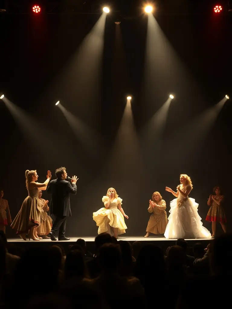 A vibrant photograph capturing a theatrical performance at Centre Culturel Marcel Pagnol, featuring actors in costume on stage, emphasizing the center's dedication to performing arts.